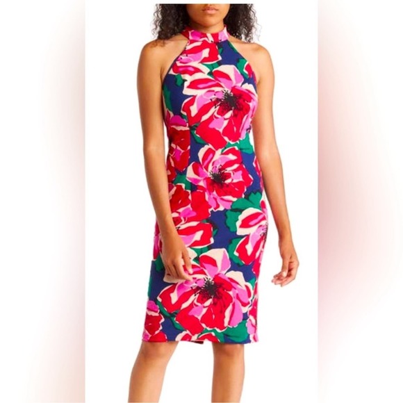 Trina Turk | Dresses | Trina Turk Emotion Pink Floral Halter Dress ...